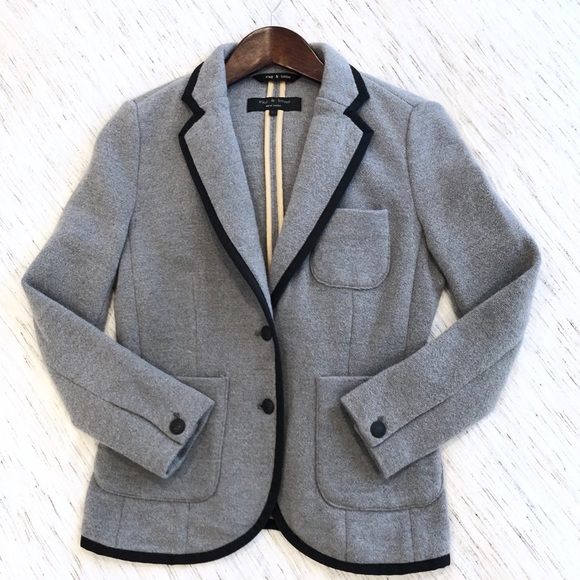 Rag & Bone Gray & Black Trim Sweater Blazer XS - Picture 1 of 8